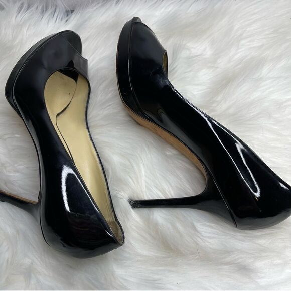 Jimmy Choo Patent Leather Peep Toe Heels Black 40 - Picture 9 of 12